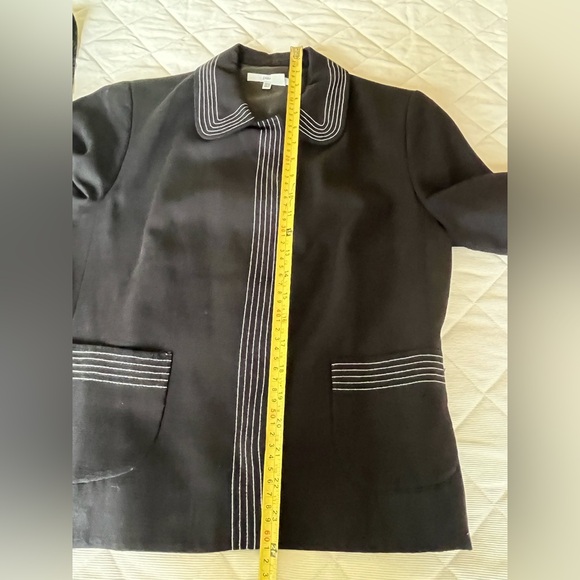 Zara black rayon blend short blazer jacket 3/4 sleeves collar two pockets US 10 - Picture 12 of 15